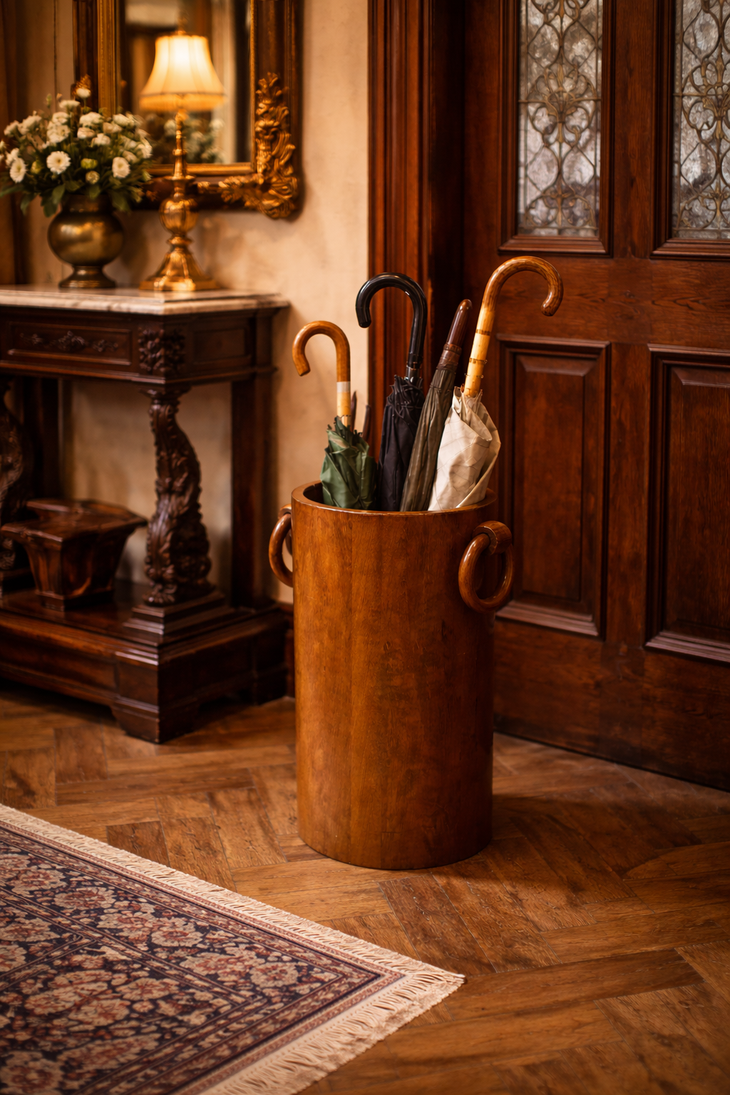 Vintage Brutalistische of Mid-Century Walnut Paraplubak (50's / 60's)