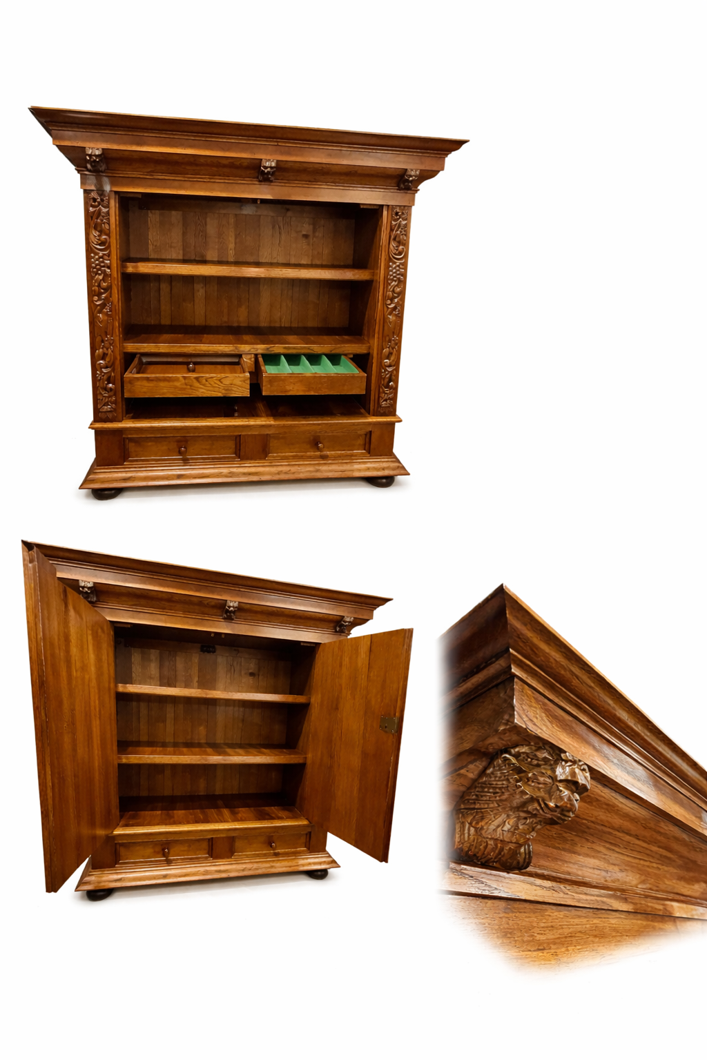 Title (19th Century Hand Carved Museum Grade Dutch Renaissance OAK Groenloos)