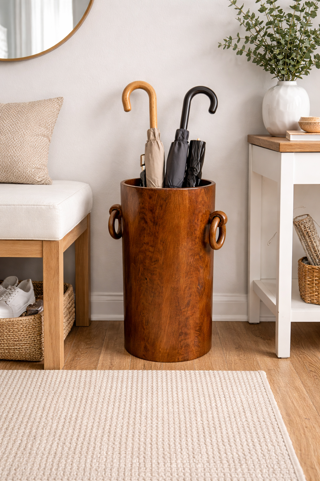 Vintage Brutalistische of Mid-Century Walnut Paraplubak (50's / 60's)