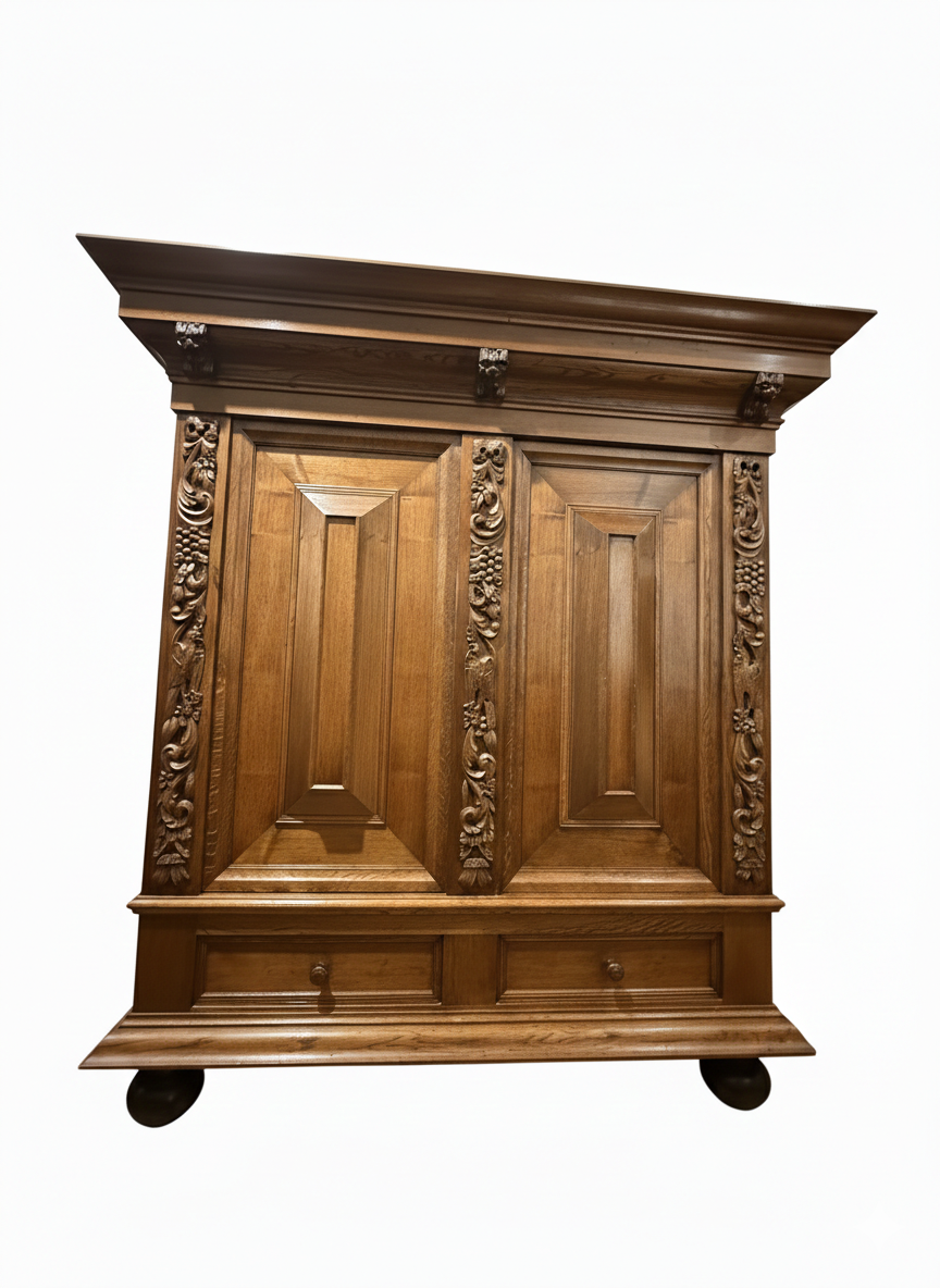 Title (19th Century Hand Carved Museum Grade Dutch Renaissance OAK Groenloos)